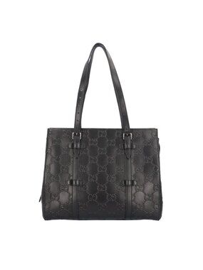 Gucci Medium GG Embossed Tote Bag Black